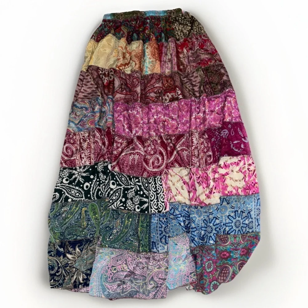 Bohemian Patchwork Maxi Skirt - Picture 5 of 8